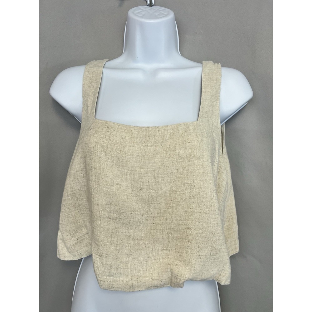 Petal + Pup Beige 100% Linen crop top tank Neutral shirt Vacation capsule Medium